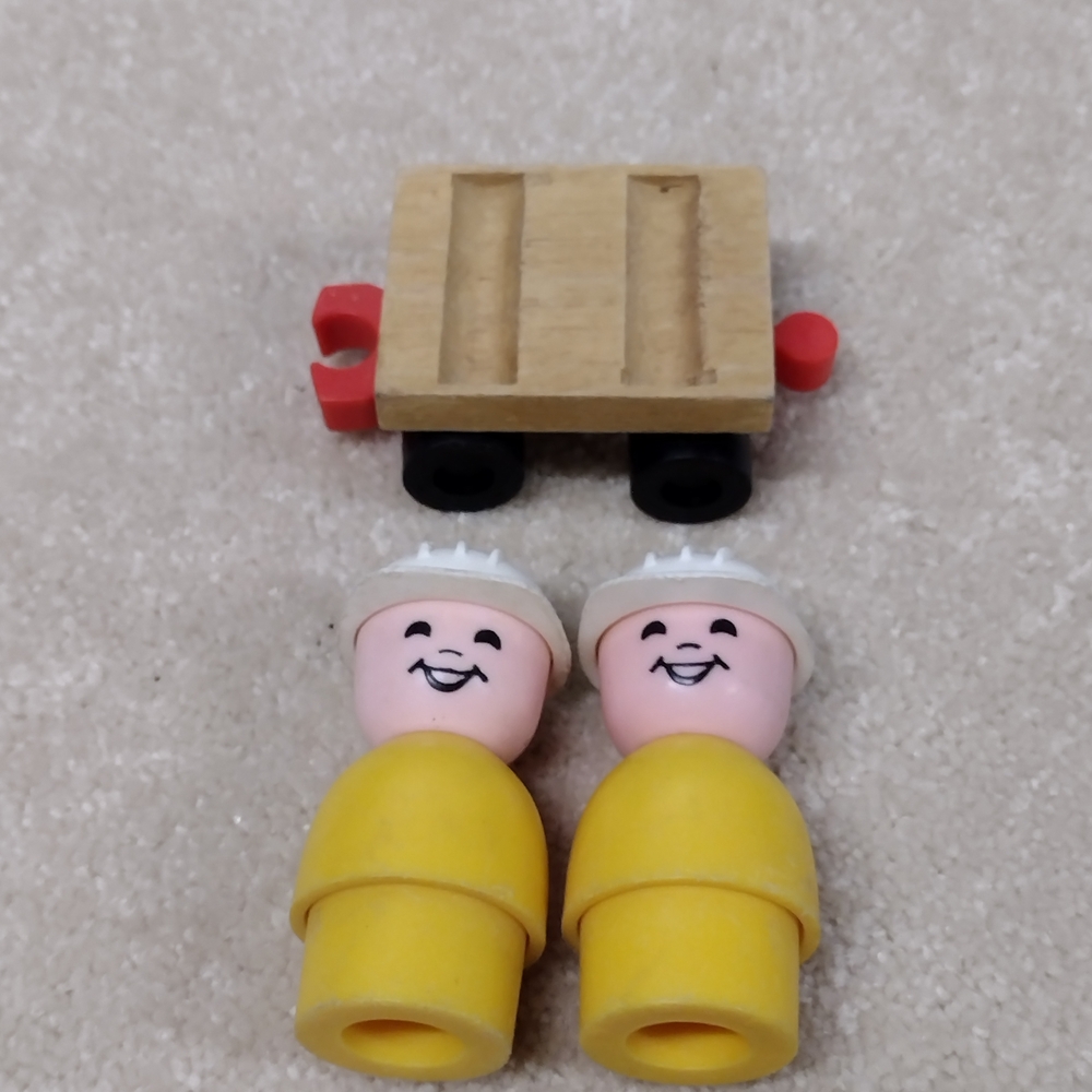 Fisher-Price Yellow and Red Toy Figures with Cart